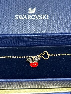 Swarovski Crystal Mickey Mouse Bracelet, Black, Gold-Tone Plated